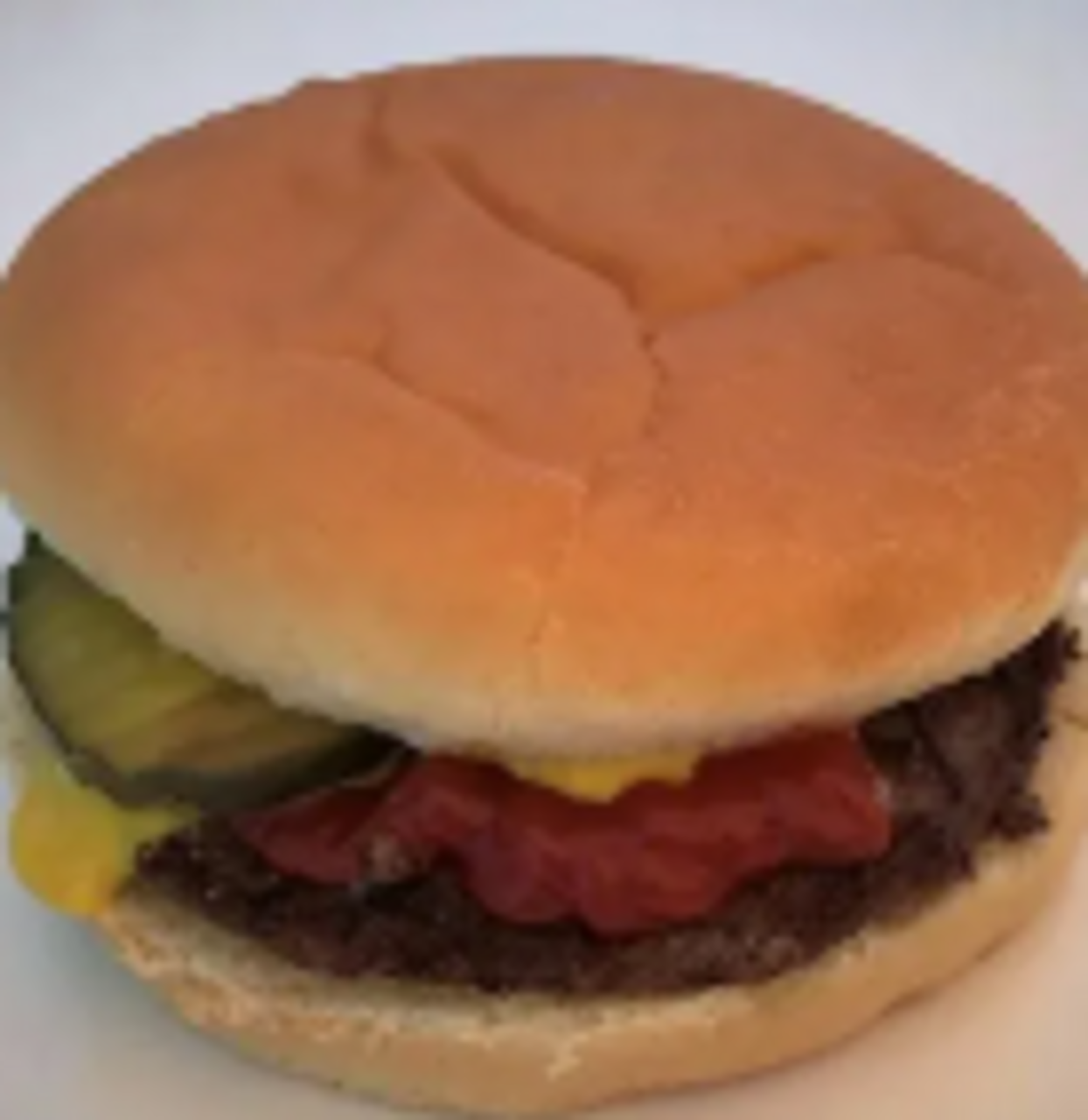 Topped with ketchup, mustard, & pickle