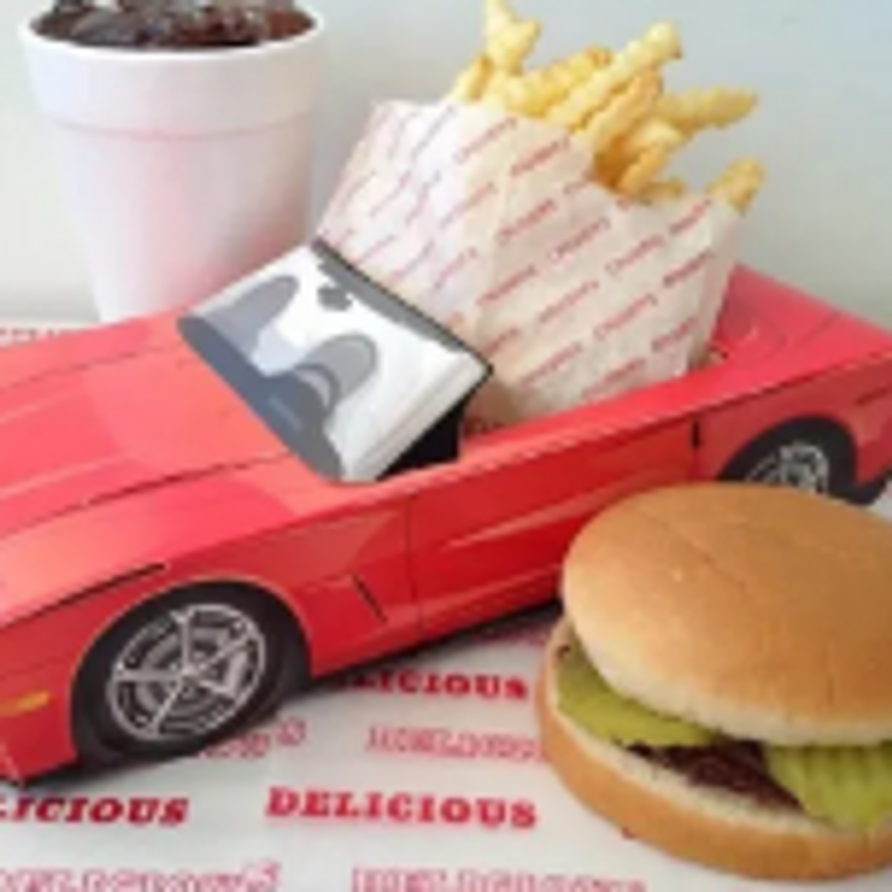 Hamburger, small fry, & apple juice served in a Classic Cruiser.

$7.29 / $7.49